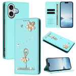 芭蕾女孩鑽石鑲嵌 RFID 素食皮革手機殼，適用於 iPhone 17e / 16e、iPhone 17 Pro Max、iPhone 17 Pro、iPhone 17、iPhone Air、iPhone 16 Pro Max