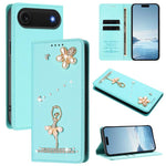 芭蕾女孩鑽石鑲嵌 RFID 素食皮革手機殼，適用於 iPhone 17e / 16e、iPhone 17 Pro Max、iPhone 17 Pro、iPhone 17、iPhone Air、iPhone 16 Pro Max