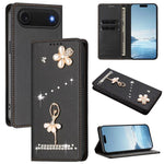 芭蕾女孩鑽石鑲嵌 RFID 素食皮革手機殼，適用於 iPhone 17e / 16e、iPhone 17 Pro Max、iPhone 17 Pro、iPhone 17、iPhone Air、iPhone 16 Pro Max