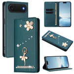 芭蕾女孩鑽石鑲嵌 RFID 素食皮革手機殼，適用於 iPhone 17e / 16e、iPhone 17 Pro Max、iPhone 17 Pro、iPhone 17、iPhone Air、iPhone 16 Pro Max