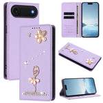 芭蕾女孩鑽石鑲嵌 RFID 素食皮革手機殼，適用於 iPhone 17e / 16e、iPhone 17 Pro Max、iPhone 17 Pro、iPhone 17、iPhone Air、iPhone 16 Pro Max
