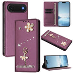芭蕾女孩鑽石鑲嵌 RFID 素食皮革手機殼，適用於 iPhone 17e / 16e、iPhone 17 Pro Max、iPhone 17 Pro、iPhone 17、iPhone Air、iPhone 16 Pro Max