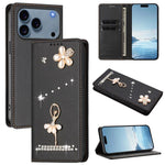 芭蕾女孩鑽石鑲嵌 RFID 素食皮革手機殼，適用於 iPhone 17e / 16e、iPhone 17 Pro Max、iPhone 17 Pro、iPhone 17、iPhone Air、iPhone 16 Pro Max