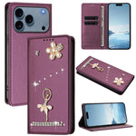 芭蕾女孩鑽石鑲嵌 RFID 素食皮革手機殼，適用於 iPhone 17e / 16e、iPhone 17 Pro Max、iPhone 17 Pro、iPhone 17、iPhone Air、iPhone 16 Pro Max