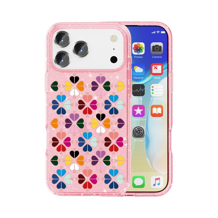 閃亮水晶紅心圖案手機殼，適用於 iPhone 17 Pro Max、iPhone 17 Pro