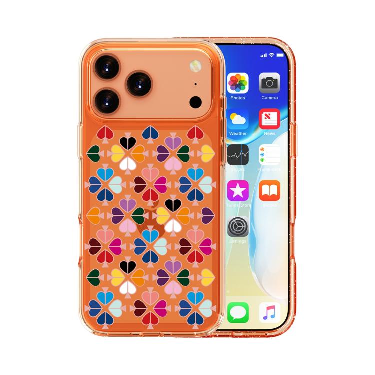 透明水晶紅心圖案手機殼，適用於 iPhone 17 Pro Max、iPhone 17 Pro