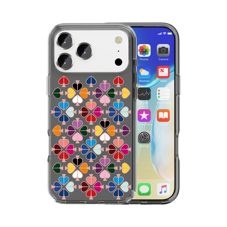 透明水晶紅心圖案手機殼，適用於 iPhone 17 Pro Max、iPhone 17 Pro