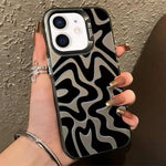 波浪條紋圖案磨砂IMD二合一PC手機殼，適用於iPhone 11、iPhone 11 Pro、iPhone X / XS、iPhone XR、iPhone XS Max、iPhone 8 Plus / 7 Plus