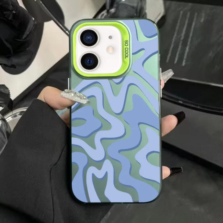波浪條紋圖案磨砂IMD二合一PC手機殼，適用於iPhone 11、iPhone 11 Pro、iPhone X / XS、iPhone XR、iPhone XS Max、iPhone 8 Plus / 7 Plus