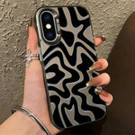波浪條紋圖案磨砂IMD二合一PC手機殼，適用於iPhone 11、iPhone 11 Pro、iPhone X / XS、iPhone XR、iPhone XS Max、iPhone 8 Plus / 7 Plus