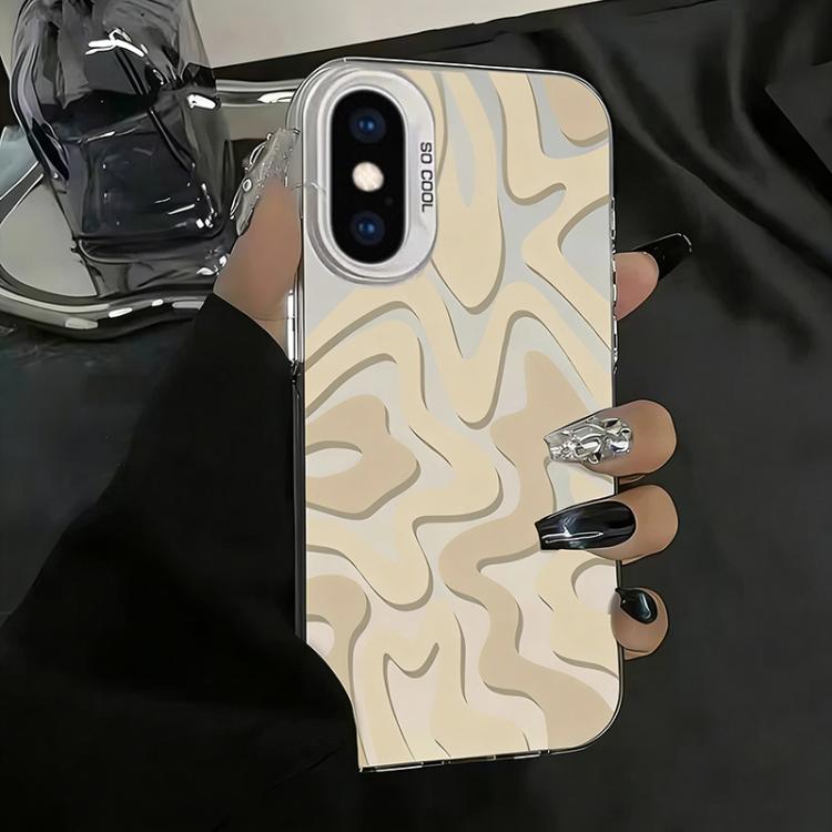 波浪條紋圖案磨砂IMD二合一PC手機殼，適用於iPhone 11、iPhone 11 Pro、iPhone X / XS、iPhone XR、iPhone XS Max、iPhone 8 Plus / 7 Plus