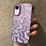 波浪條紋圖案磨砂IMD二合一PC手機殼，適用於iPhone 11、iPhone 11 Pro、iPhone X / XS、iPhone XR、iPhone XS Max、iPhone 8 Plus / 7 Plus