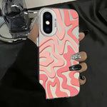 波浪條紋圖案磨砂IMD二合一PC手機殼，適用於iPhone 11、iPhone 11 Pro、iPhone X / XS、iPhone XR、iPhone XS Max、iPhone 8 Plus / 7 Plus