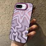 波浪條紋圖案磨砂IMD二合一PC手機殼，適用於iPhone 11、iPhone 11 Pro、iPhone X / XS、iPhone XR、iPhone XS Max、iPhone 8 Plus / 7 Plus