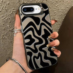 波浪條紋圖案磨砂IMD二合一PC手機殼，適用於iPhone 11、iPhone 11 Pro、iPhone X / XS、iPhone XR、iPhone XS Max、iPhone 8 Plus / 7 Plus