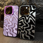 波浪條紋圖案磨砂IMD二合一PC手機殼，適用於iPhone 11、iPhone 11 Pro、iPhone X / XS、iPhone XR、iPhone XS Max、iPhone 8 Plus / 7 Plus