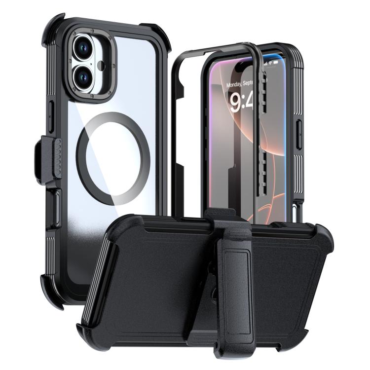 壓克力全覆蓋磁吸手機殼附背夾，適用於iPhone 16 Plus、iPhone 16、iPhone 15 Pro Max、iPhone 15 Pro、iPhone 15 Plus / 14 Plus、iPhone 15