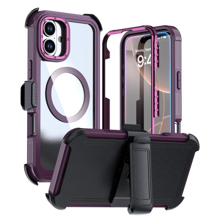 壓克力全覆蓋磁吸手機殼附背夾，適用於iPhone 16 Plus、iPhone 16、iPhone 15 Pro Max、iPhone 15 Pro、iPhone 15 Plus / 14 Plus、iPhone 15