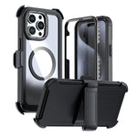 壓克力全覆蓋磁吸手機殼附背夾，適用於iPhone 16 Plus、iPhone 16、iPhone 15 Pro Max、iPhone 15 Pro、iPhone 15 Plus / 14 Plus、iPhone 15
