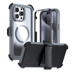 壓克力全覆蓋磁吸手機殼附背夾，適用於iPhone 16 Plus、iPhone 16、iPhone 15 Pro Max、iPhone 15 Pro、iPhone 15 Plus / 14 Plus、iPhone 15