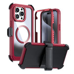 壓克力全覆蓋磁吸手機殼附背夾，適用於iPhone 16 Plus、iPhone 16、iPhone 15 Pro Max、iPhone 15 Pro、iPhone 15 Plus / 14 Plus、iPhone 15