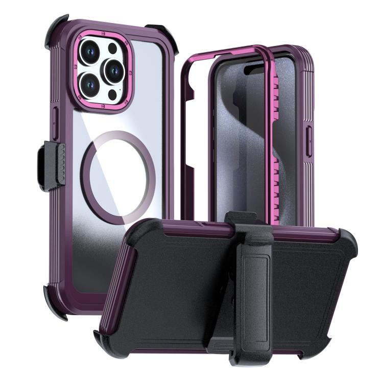 壓克力全覆蓋磁吸手機殼附背夾，適用於iPhone 16 Plus、iPhone 16、iPhone 15 Pro Max、iPhone 15 Pro、iPhone 15 Plus / 14 Plus、iPhone 15