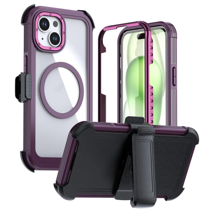 壓克力全覆蓋磁吸手機殼附背夾，適用於iPhone 16 Plus、iPhone 16、iPhone 15 Pro Max、iPhone 15 Pro、iPhone 15 Plus / 14 Plus、iPhone 15