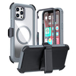 壓克力全覆蓋磁吸手機殼附背夾，適用於iPhone 12 Pro Max