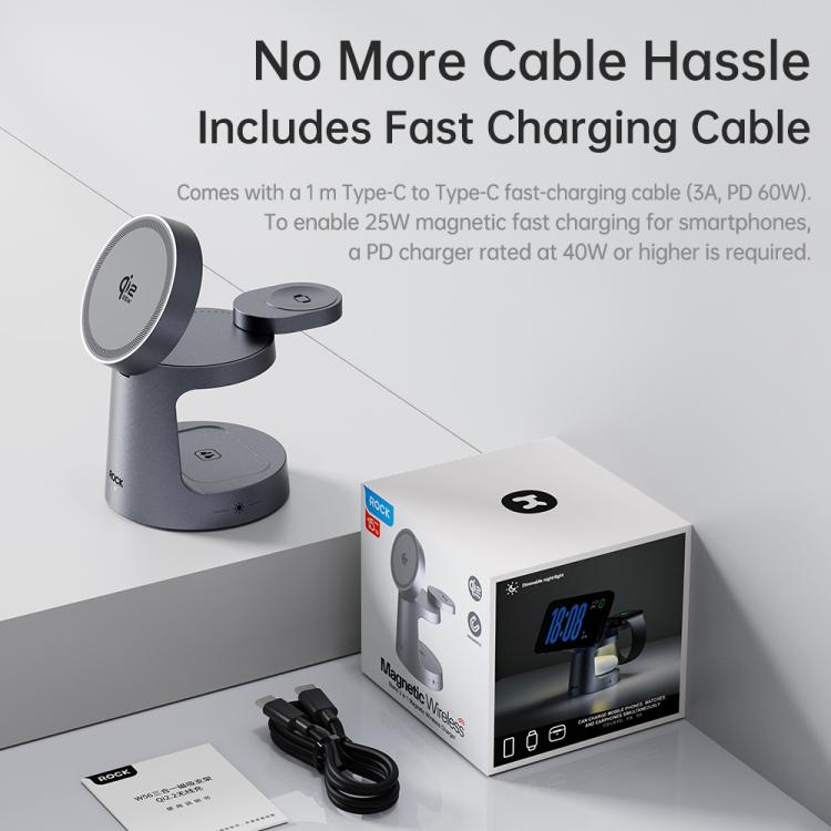ROCK W56 3合1磁吸無線充電器，支援Qi2.2 25W，W56