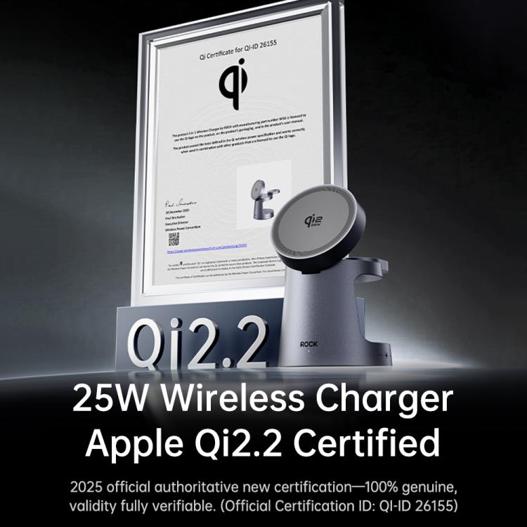 ROCK W56 3合1磁吸無線充電器，支援Qi2.2 25W，W56