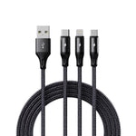 ROCK RCB0790 1.2米 3合1 USB轉8 Pin + Type-C + Micro USB金屬編織充電線，RCB0790