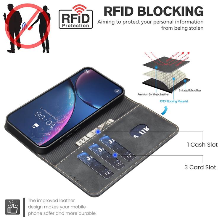 純色小牛皮紋理 RFID 素皮手機殼，適用於 iPhone XS Max、iPhone 6 Plus/7 Plus/8 Plus、iPhone 6 / 7 / 8