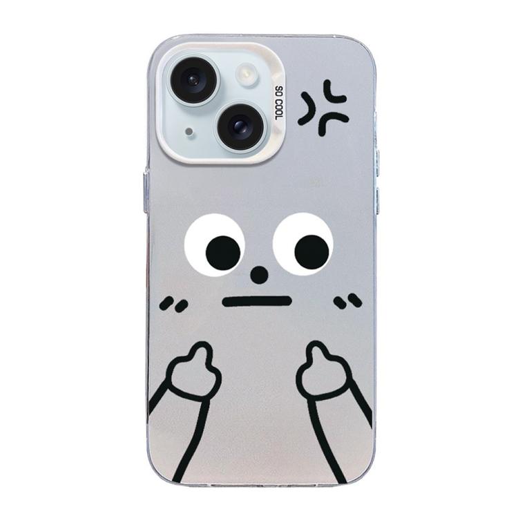 Little Man手勢彩色銀霧面PC混合TPU手機殼，適用於iPhone 15、iPhone 14 Plus、iPhone 14、iPhone 14 Pro、iPhone 14 Pro Max、iPhone 13 Pro Max、iPhone 13 Pro、iPhone 13、iPhone 13 mini、iPhone 12