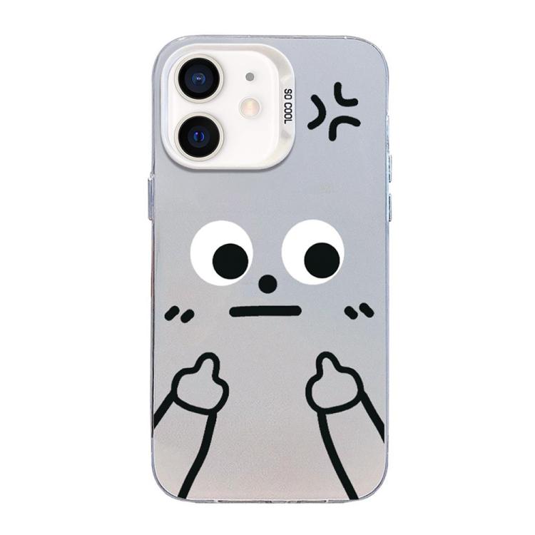 Little Man手勢彩色銀霧面PC混合TPU手機殼，適用於iPhone 12 mini、iPhone 11 Pro Max、iPhone 11、iPhone 11 Pro、iPhone X / XS、iPhone XS Max、iPhone 8 Plus / 7 Plus
