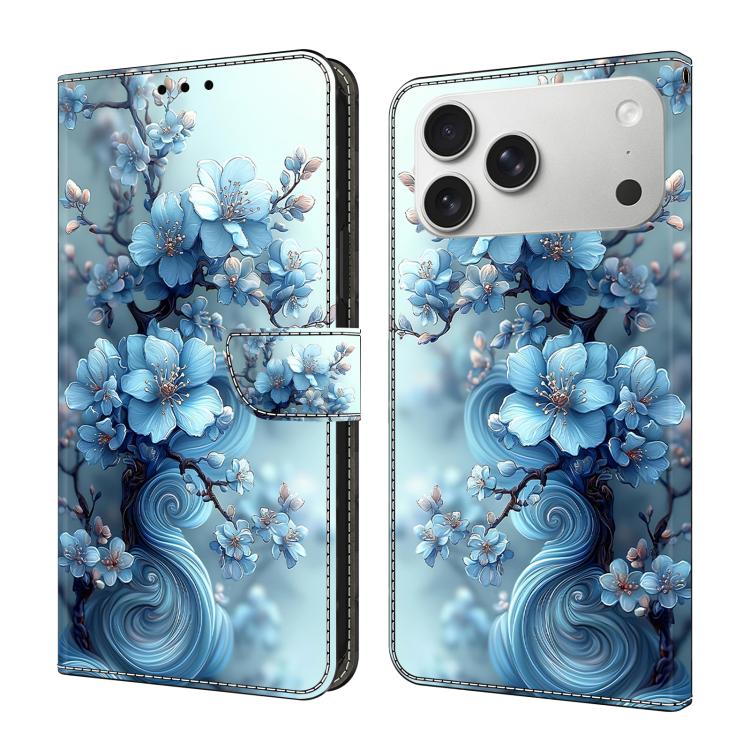 水晶般彩繪素食皮革手機殼，適用於 iPhone 17e / 16e、iPhone 17 Pro Max、iPhone 17 Pro、iPhone 17