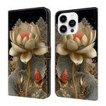 水晶般彩繪素食皮革手機殼，適用於 iPhone 15 Pro Max、iPhone 15 Pro、iPhone 14 / 13、iPhone 14 Pro