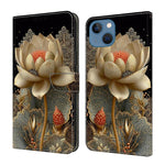 水晶般彩繪素食皮革手機殼，適用於 iPhone 15 Pro Max、iPhone 15 Pro、iPhone 14 / 13、iPhone 14 Pro