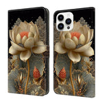 水晶般彩繪素食皮革手機殼，適用於 iPhone 15 Pro Max、iPhone 15 Pro、iPhone 14 / 13、iPhone 14 Pro