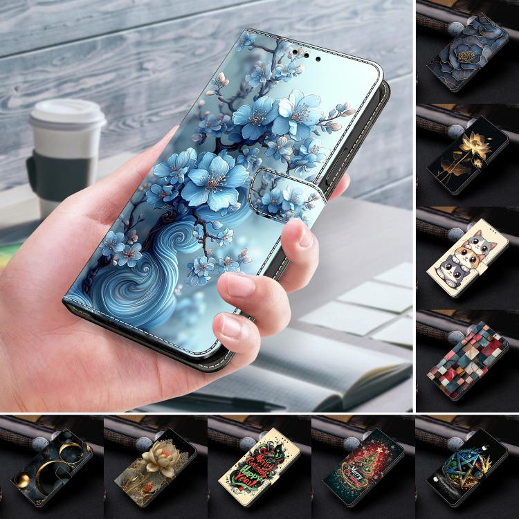 水晶般彩繪素食皮革手機殼，適用於 iPhone 15 Pro Max、iPhone 15 Pro、iPhone 14 / 13、iPhone 14 Pro