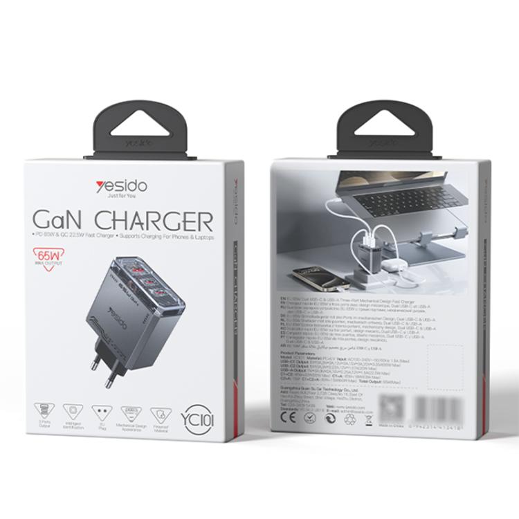 Yesido YC101 65W Mecha GaN Three-port Fast Charger, YC101