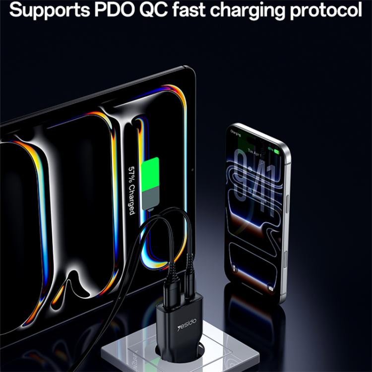 Yesido YC112 超薄20W雙埠PD QC快充器，YC112
