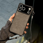 細孔仿皮防震手機殼附斜背PU帶，適用於 iPhone 17 Pro Max，適用於 iPhone 17 Pro