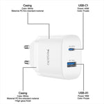 Yesido PD45W USB and Type-C Dual Interface Fast Charger Set, EU Plug, UK Plug, US Plug