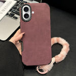仿麂皮布料TPU手機殼附絲網印刷兔子絨繩，適用於 iPhone 17 Pro Max，適用於 iPhone 17 Pro，適用於 iPhone 17，適用於 iPhone 16 Pro Max，適用於 iPhone 16 Pro，適用於 iPhone 16，適用於 iPhone 15 Pro Max，適用於 iPhone 15 Pro