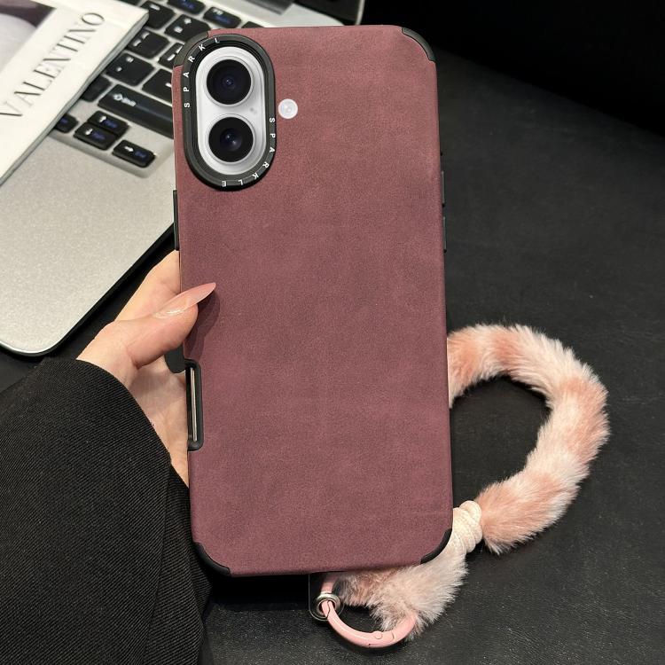 仿麂皮布料TPU手機殼附絲網印刷兔子絨繩，適用於 iPhone 17 Pro Max，適用於 iPhone 17 Pro，適用於 iPhone 17，適用於 iPhone 16 Pro Max，適用於 iPhone 16 Pro，適用於 iPhone 16，適用於 iPhone 15 Pro Max，適用於 iPhone 15 Pro