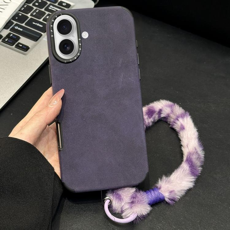 仿麂皮布料TPU手機殼附絲網印刷兔子絨繩，適用於 iPhone 17 Pro Max，適用於 iPhone 17 Pro，適用於 iPhone 17，適用於 iPhone 16 Pro Max，適用於 iPhone 16 Pro，適用於 iPhone 16，適用於 iPhone 15 Pro Max，適用於 iPhone 15 Pro