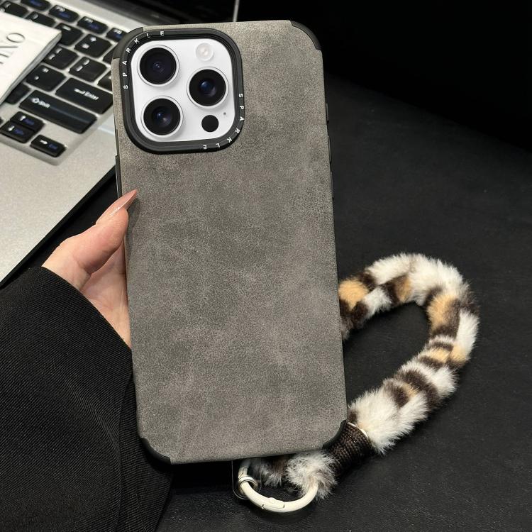 仿麂皮布料TPU手機殼附絲網印刷兔子絨繩，適用於 iPhone 17 Pro Max，適用於 iPhone 17 Pro，適用於 iPhone 17，適用於 iPhone 16 Pro Max，適用於 iPhone 16 Pro，適用於 iPhone 16，適用於 iPhone 15 Pro Max，適用於 iPhone 15 Pro