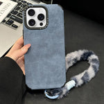 仿麂皮布料TPU手機殼附絲網印刷兔子絨繩，適用於 iPhone 17 Pro Max，適用於 iPhone 17 Pro，適用於 iPhone 17，適用於 iPhone 16 Pro Max，適用於 iPhone 16 Pro，適用於 iPhone 16，適用於 iPhone 15 Pro Max，適用於 iPhone 15 Pro