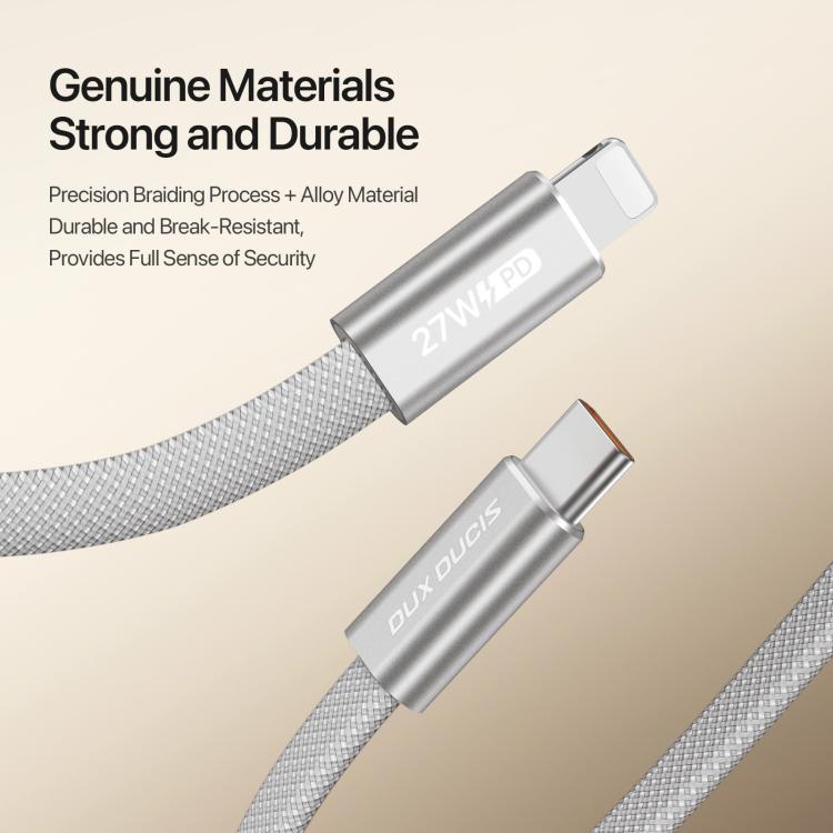 DUX DUCIS AUTO 系列 27W Type-C 轉 8 Pin 磁吸尼龍編織數據線，長度：1米，Type-C 轉 8 Pin