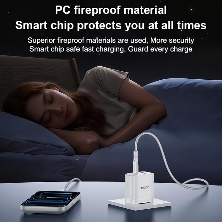 Yesido YC106 PD20W USB-C / Type-C 與 QC18W USB-A 雙接口充電器套裝，附 Type-C 轉 Type-C 線，YC106